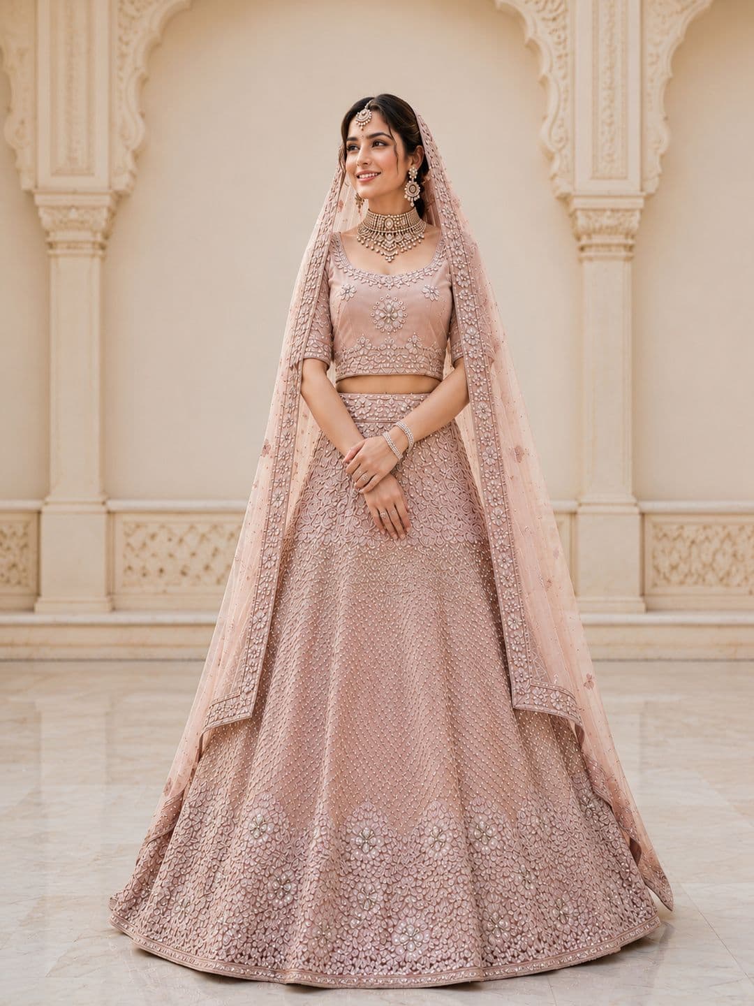 JIYANA WOMENS CHOICE Embellished Sequinned Semi-Stitched Lehenga & Blouse With Dupatta - view 1