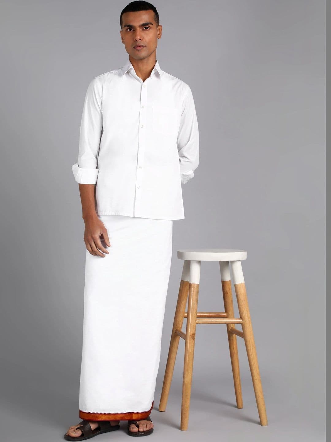 AKESHAVAM Men Embroidered Cotton Dhoti Dhotis - view 1