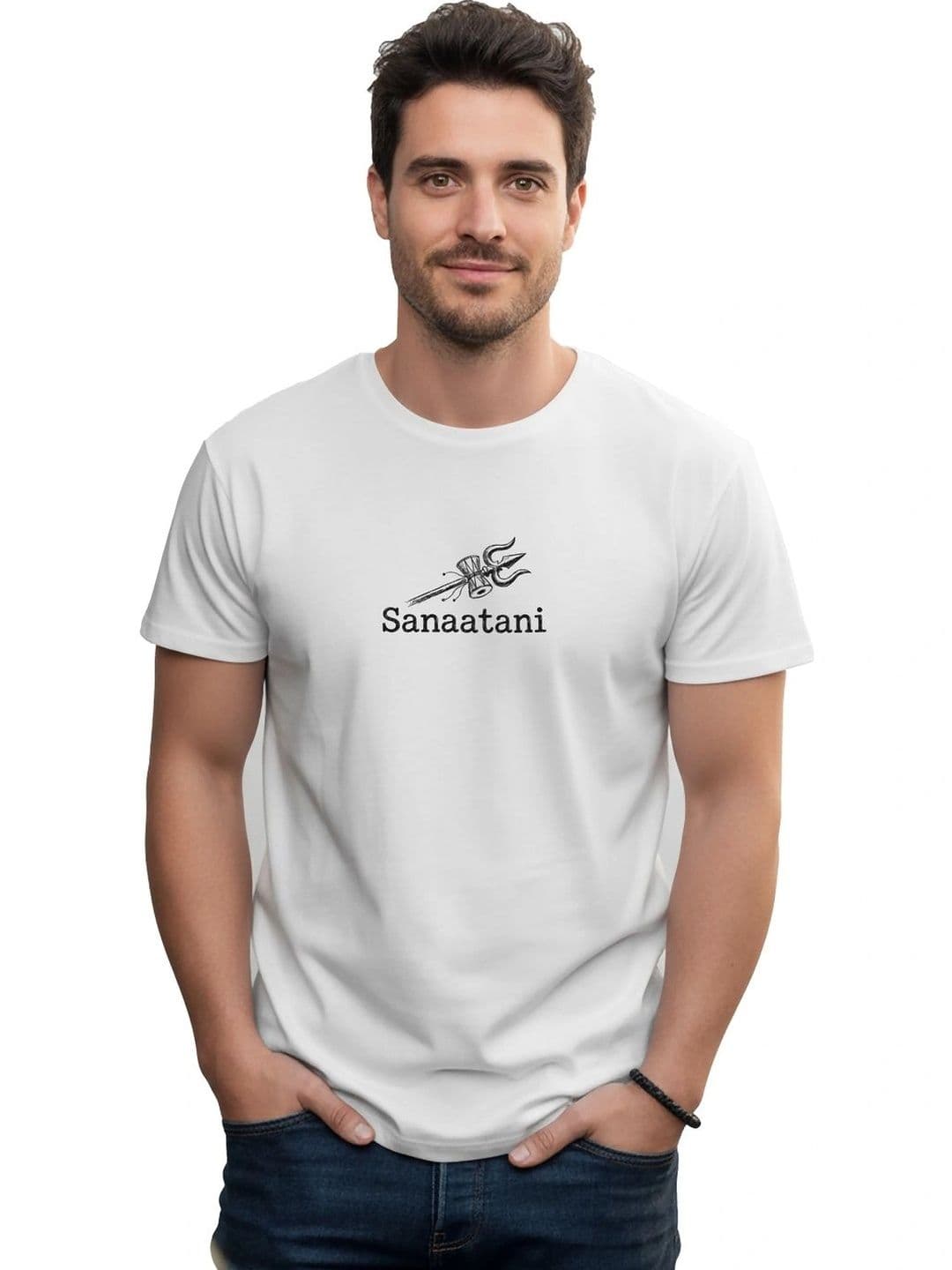 Sanaatani Men Printed Pure Cotton T-shirt - view 1