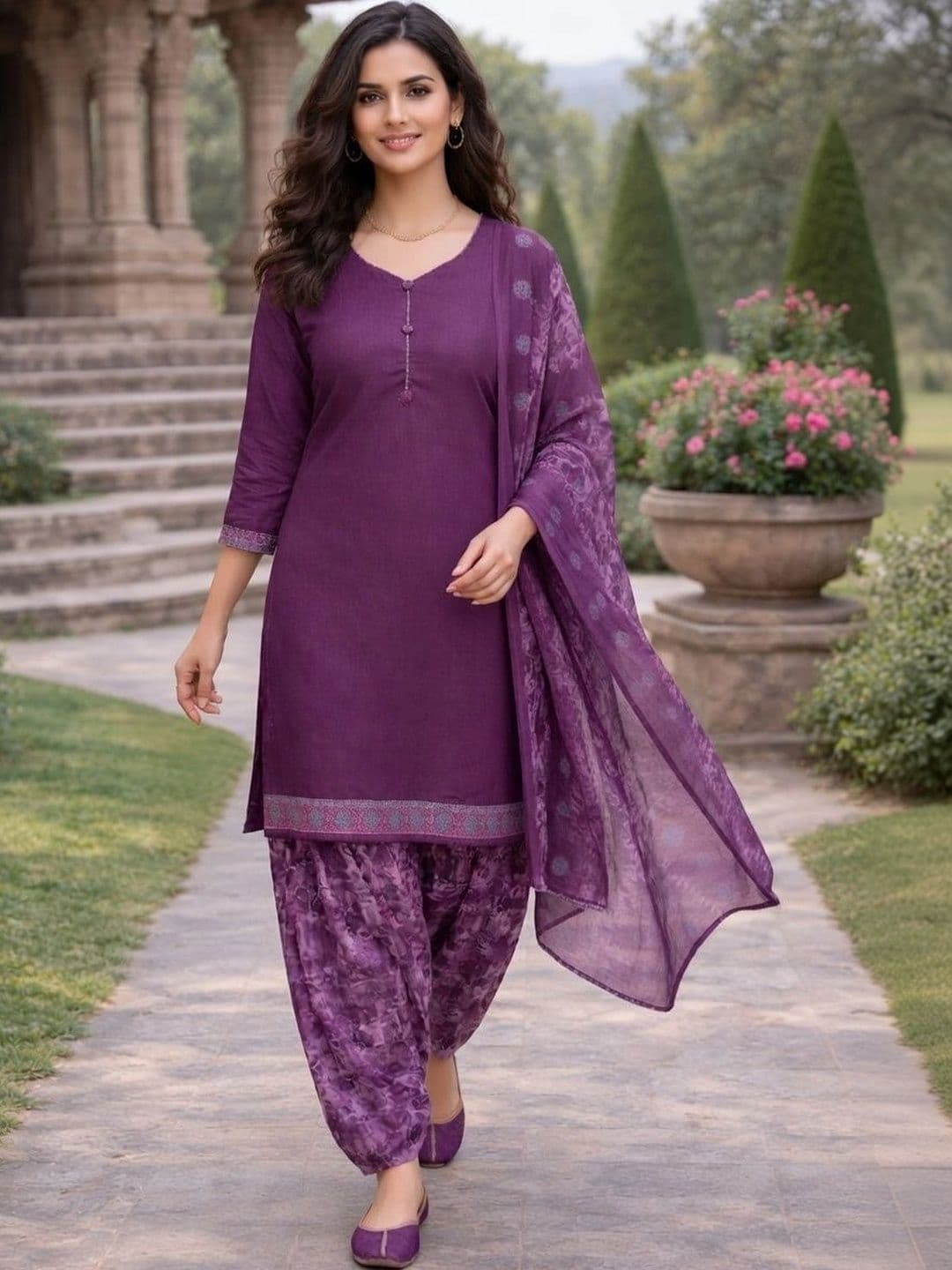 Merira Women Ethnic Motifs Regular Kurta with Patiala & With Dupatta - view 1