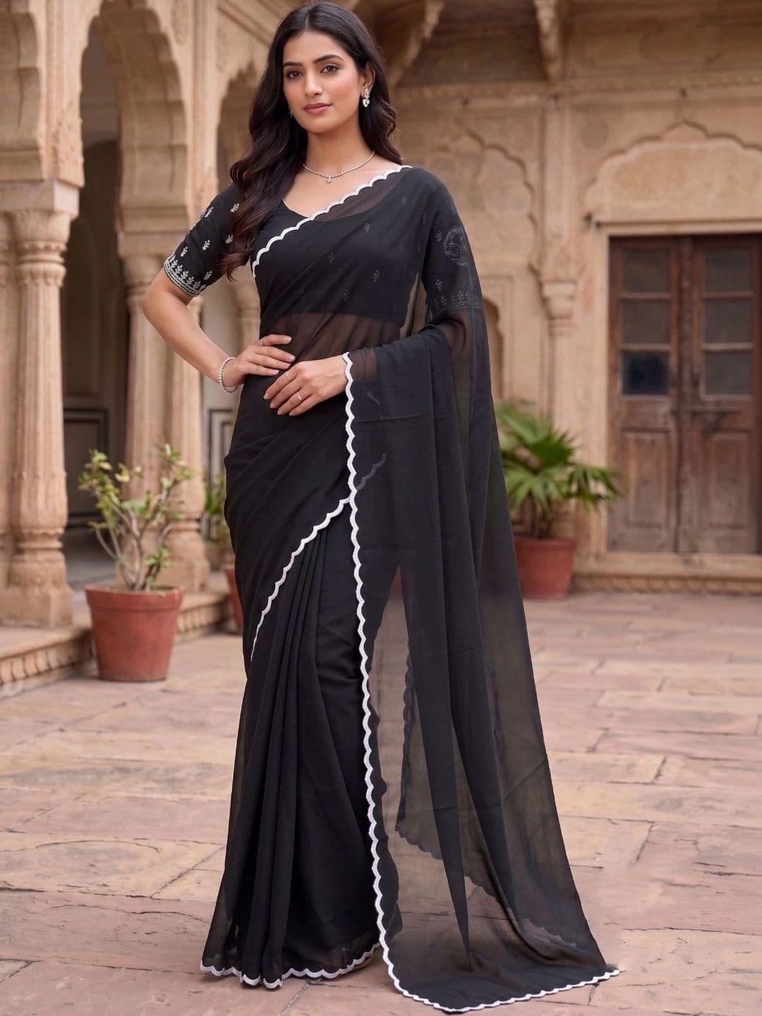 ketlo Embroidered Pure Georgette Saree - view 1