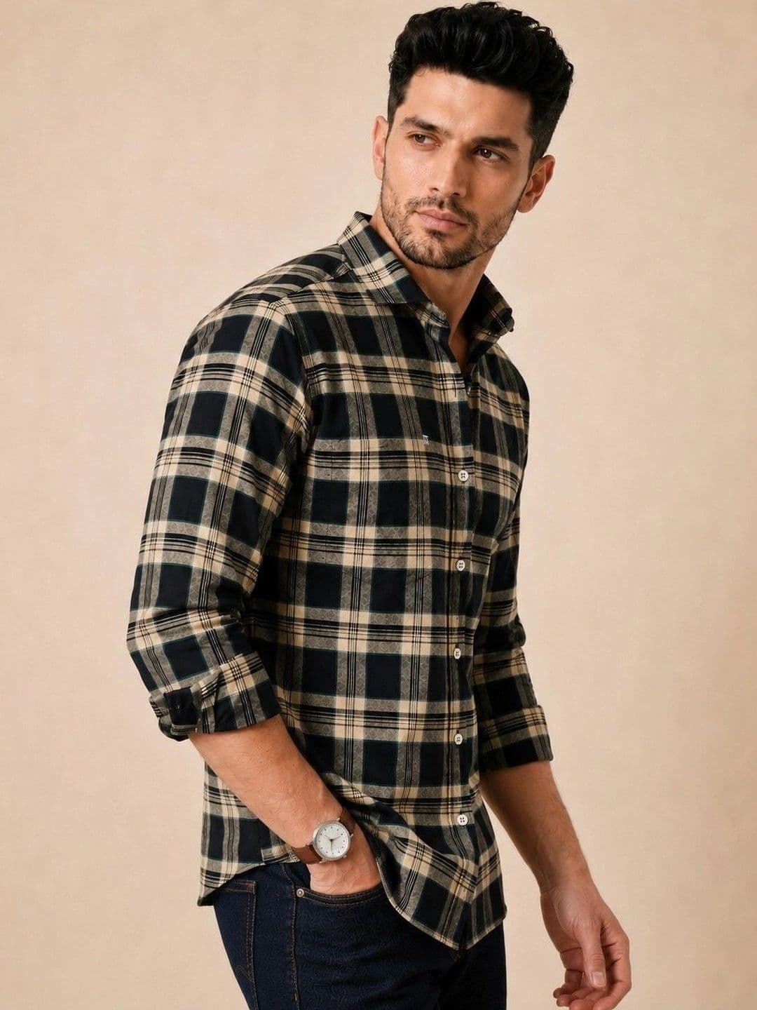 da stalker Men Comfort Slim Fit Tartan Checks Checked Casual Shirt - view 1