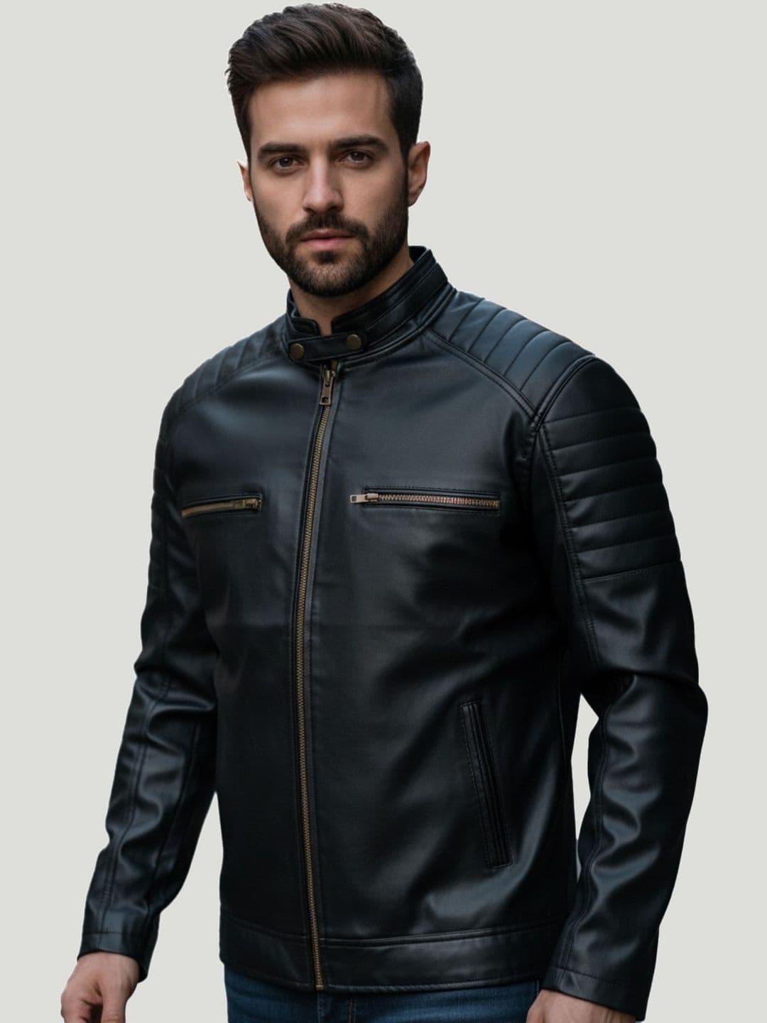 Leather Retail Lightweight Biker Jacket - view 1