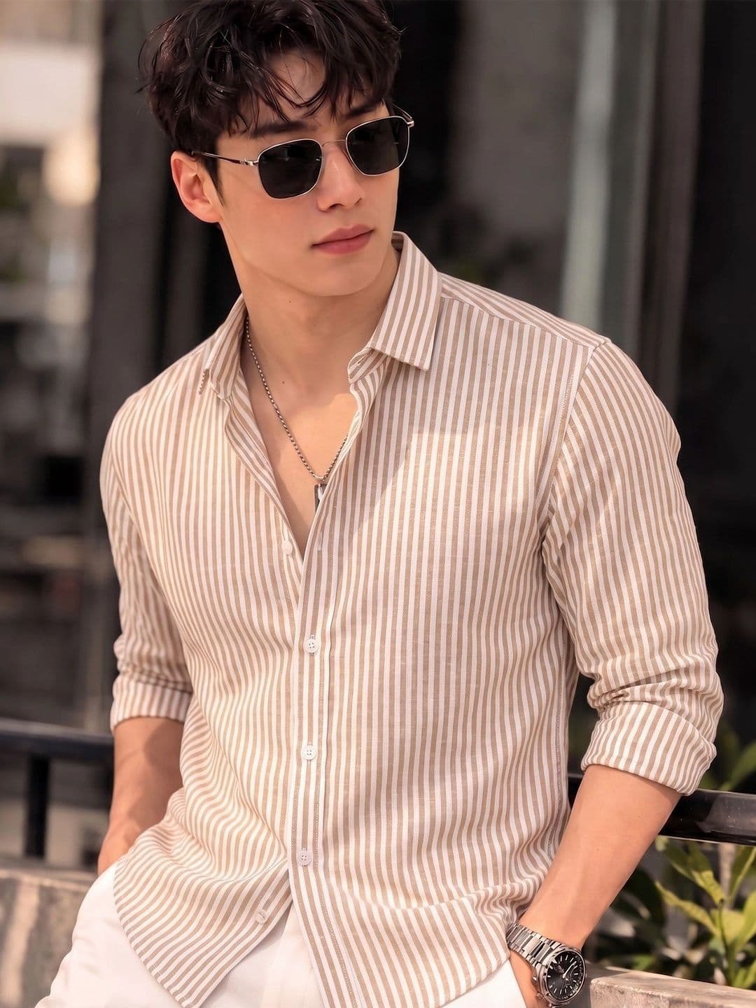 Nat Jastica Men Straight Striped Casual Shirt - view 1
