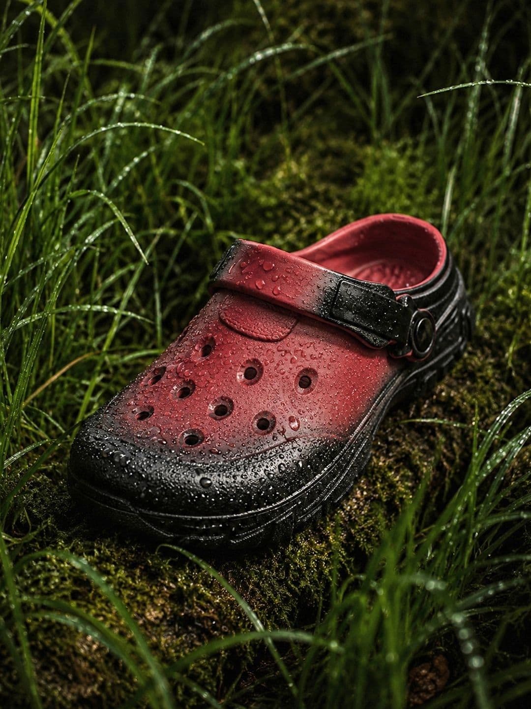 Bewakoof Men's Red Shadow Spray-Painted Lightweight & Comfy Clogs - view 1