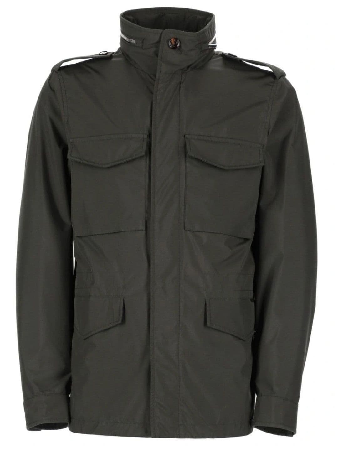 Moorer Olive Solid Mandarin Collar Jacket - view 1