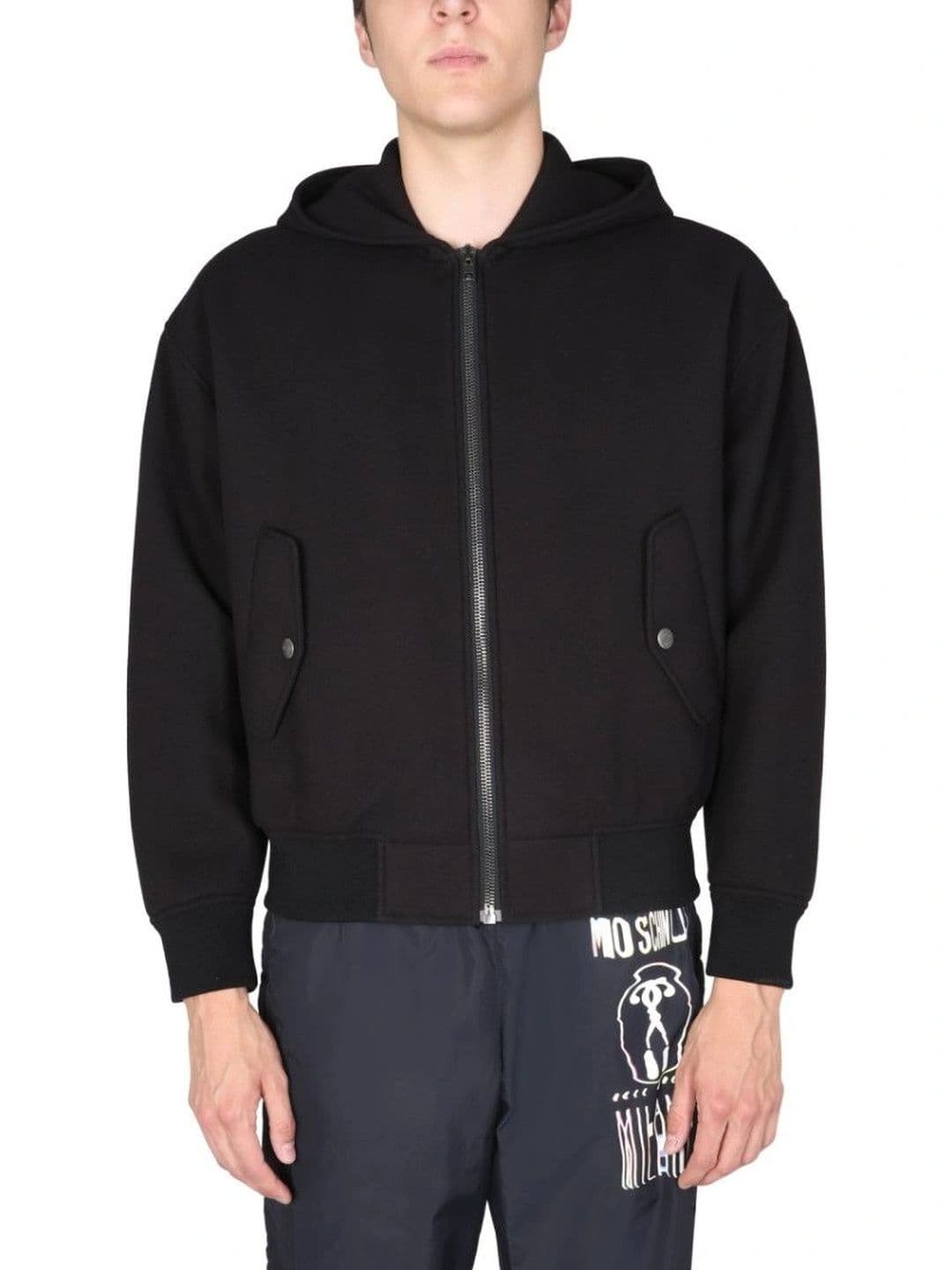MOSCHINO Black Solid Hood Jacket - view 1