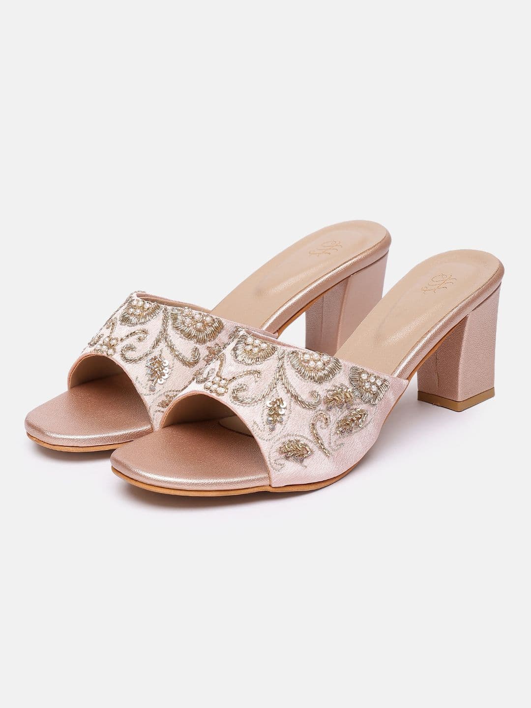 House of Pataudi Ethnic Embroidered Block Heeled Sandals - view 1