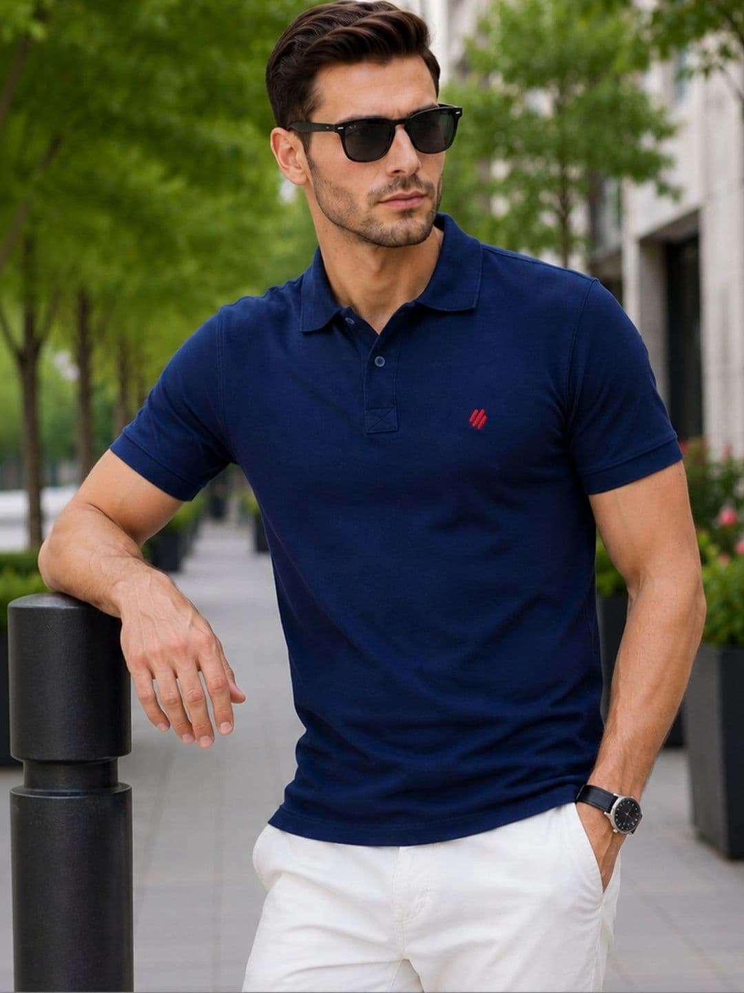 ONN Polo Collar Antimicrobial Cotton T-shirt - view 1
