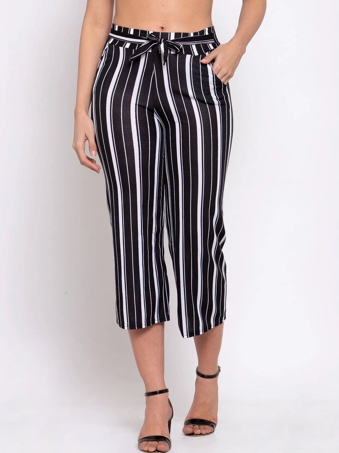 Moda Rapido X KLOTTHE Women 2 Striped Knitted Cropped Palazzos - view 1