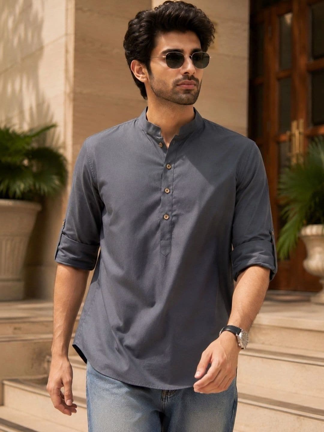 See Designs Men Roll-Up Sleeves Kurta - view 1