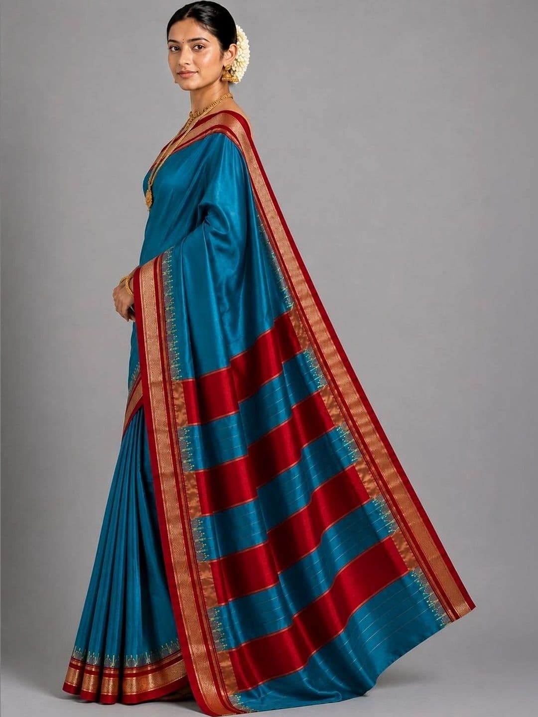 Fashioneta Looms Striped Zari Art Silk Saree - view 1
