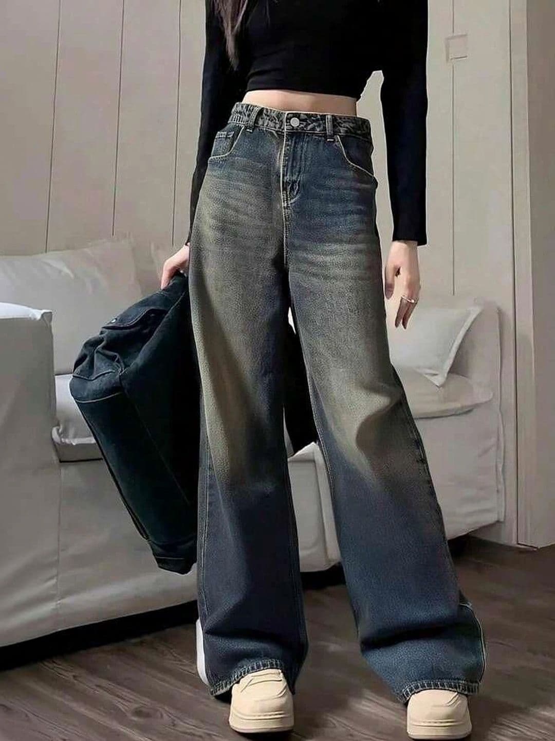 SOULNITY Women Wide Leg High-Rise Ombre Jeans - view 1