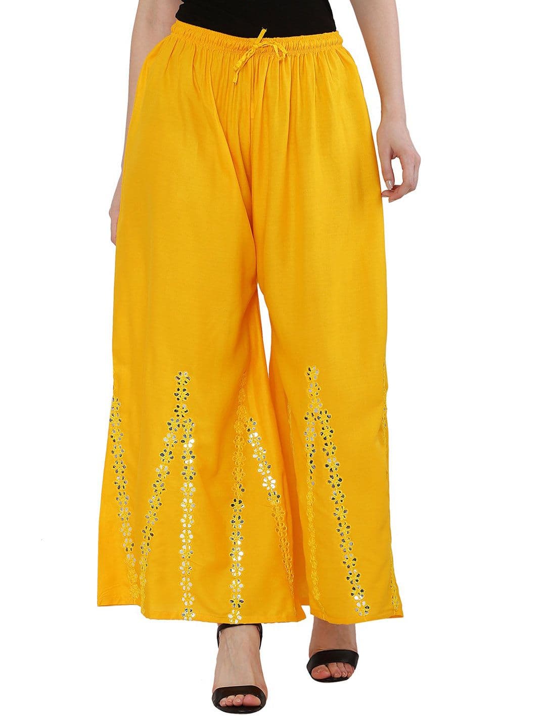 OMAYA Women 2 Embellished Knitted Ethnic Palazzos - view 1