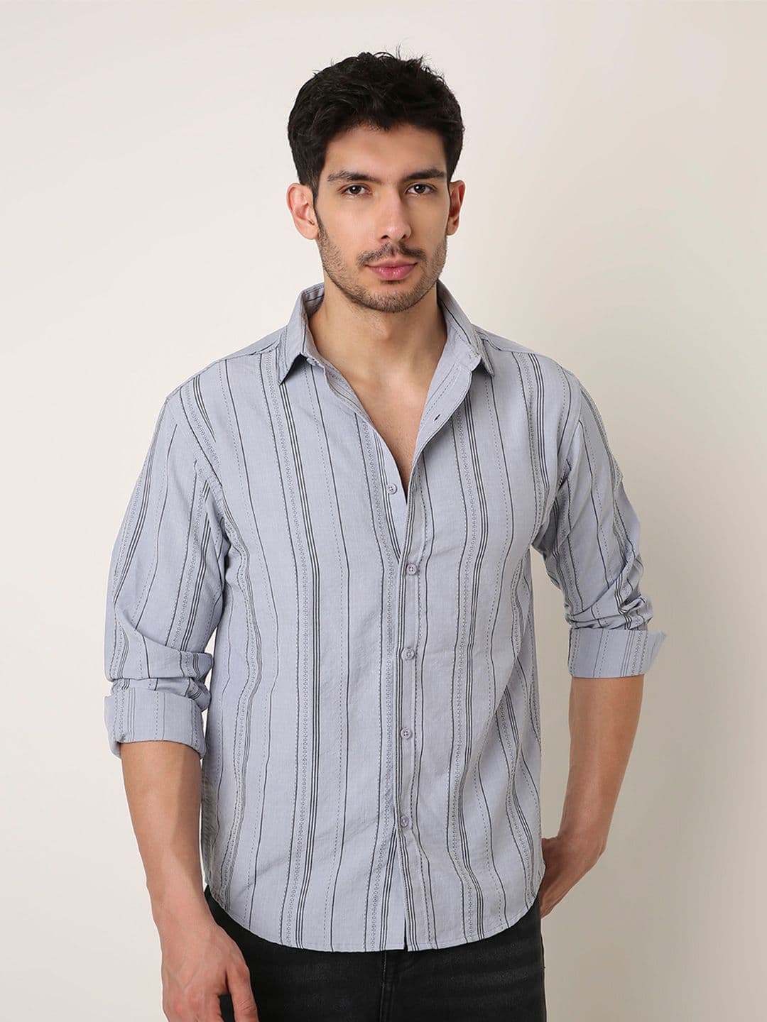 Blnk Men Relaxed Fit Vertical Striped Spread Collar Casual Shirt - view 1