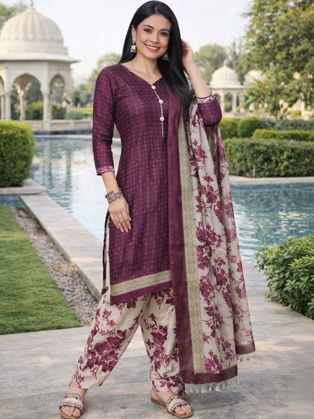 Merira Women Ethnic Motifs Printed Regular Kurta with Patiala & With Dupatta - view 1