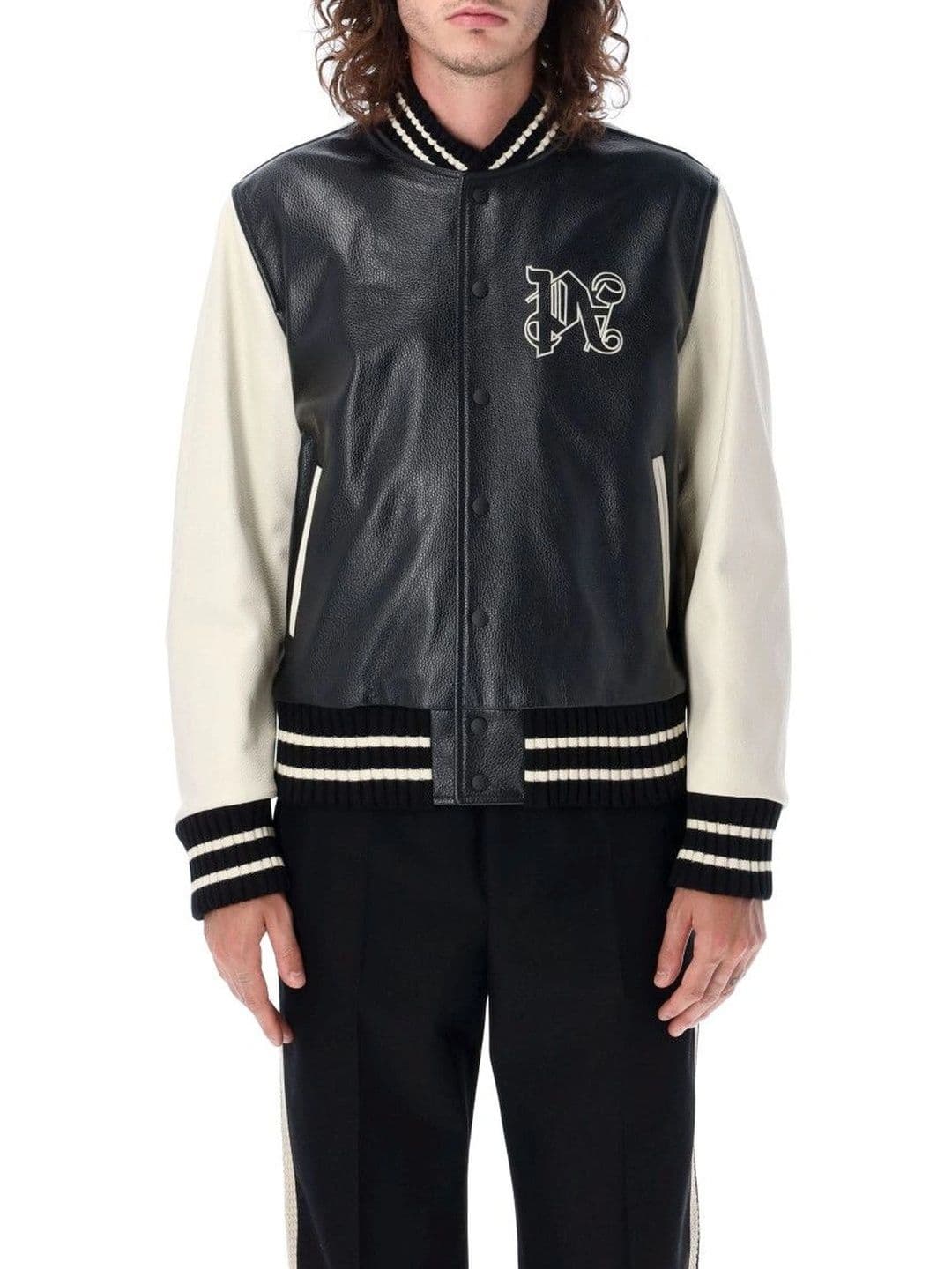 Palm Angels Black Logo Varsity Jacket - view 1