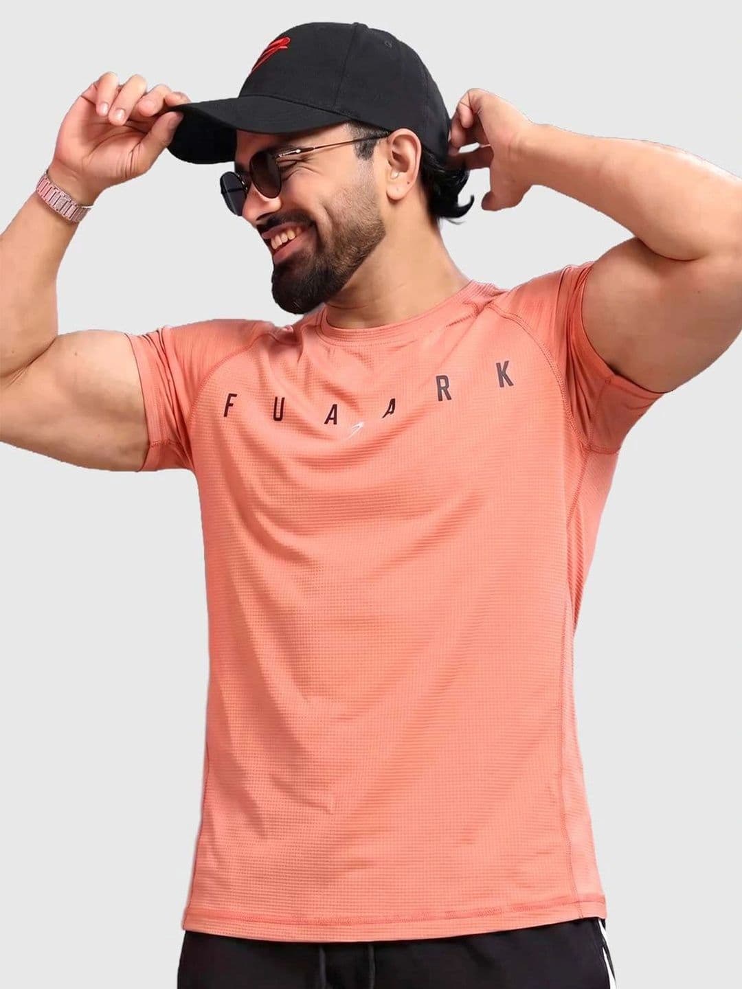 FUAARK Slim Fit Typography Printed Raglan Sleeves Anti Odour Gym T-shirt - view 1