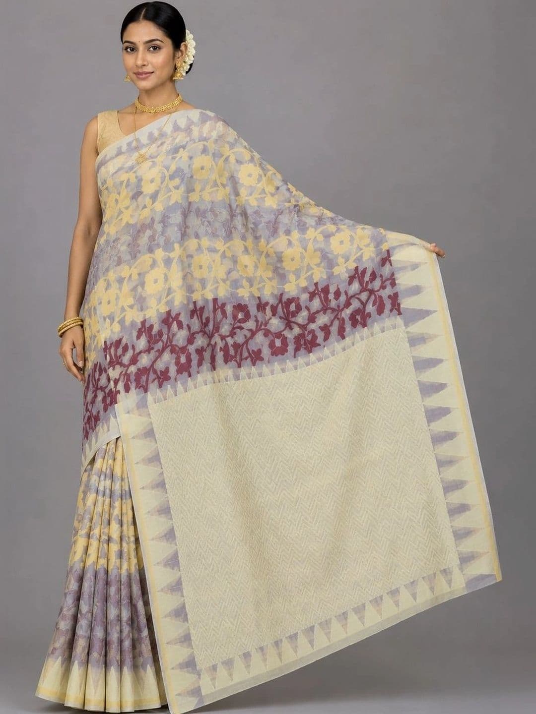 Fashioneta Handloom Floral Art Silk Saree - view 1