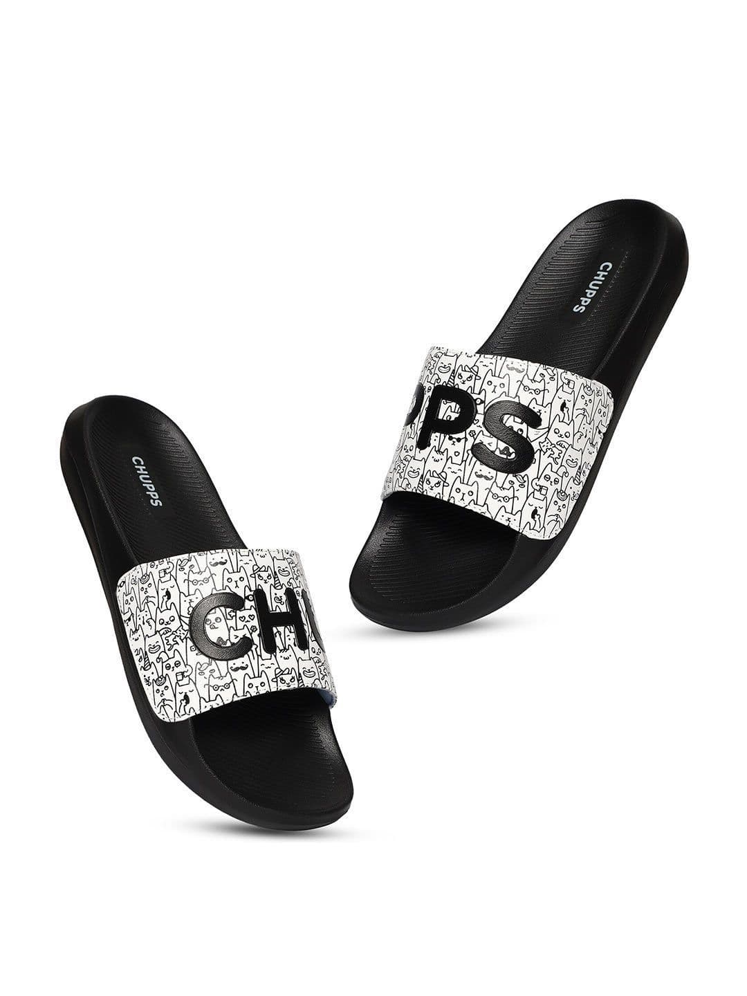 CHUPPS Men Black White Cat-A-Mood Airsoft Orthopedic Sliders - view 1