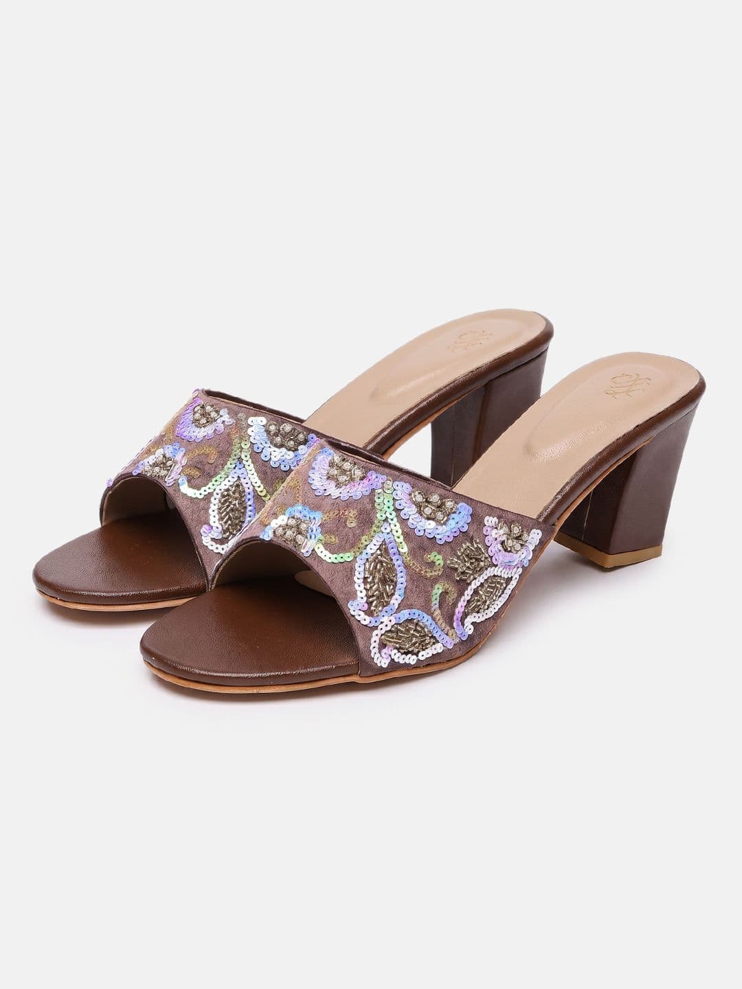 House of Pataudi Ethnic Embellished Block Heeled Sandals - view 1