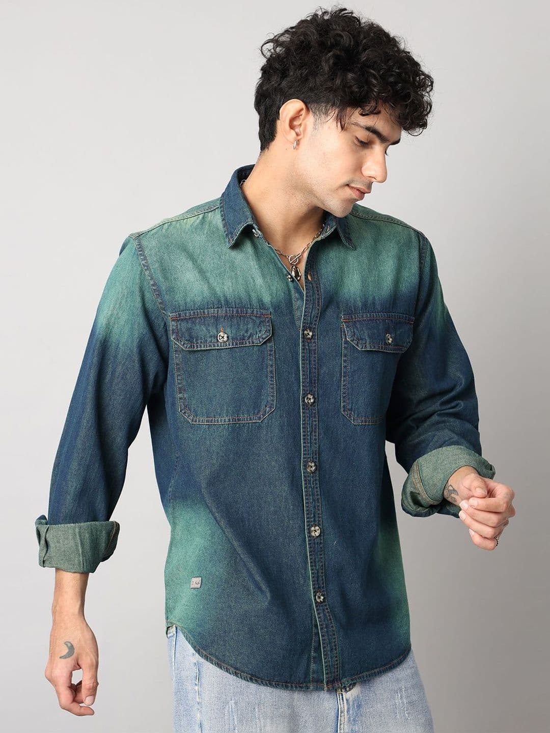 D Finish Men Smart Ombre Casual Shirt - view 1