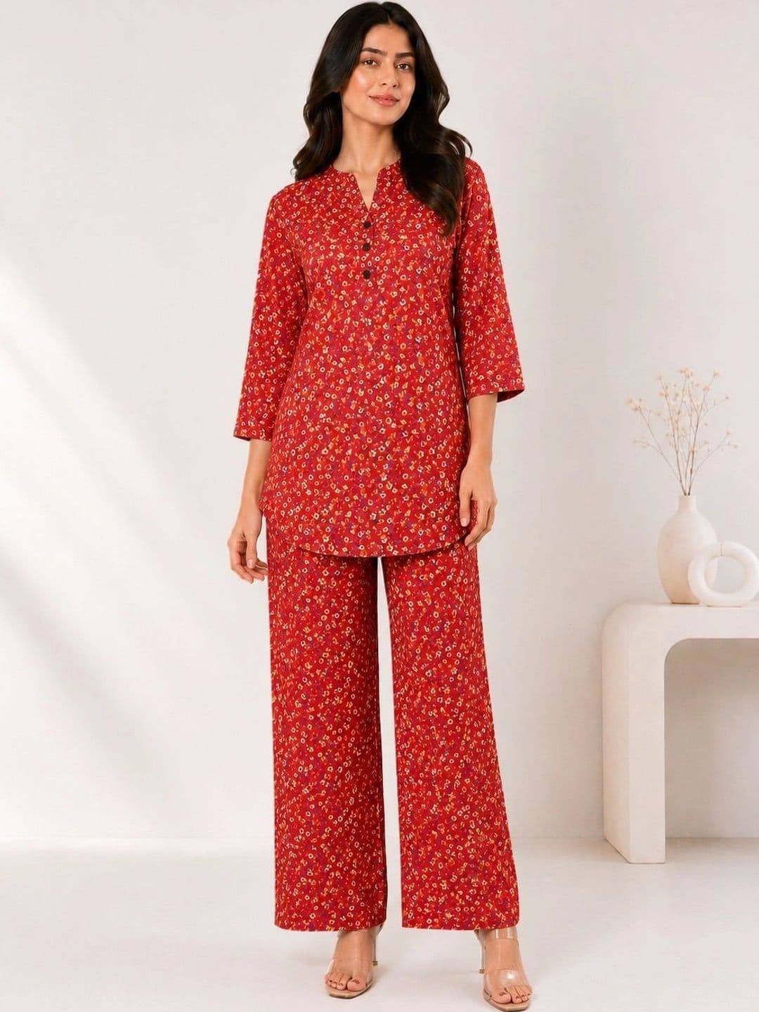Desimo Floral Printed Tunic with Palazzos - view 1