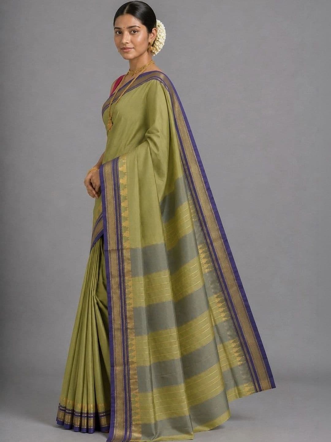 Fashioneta Striped Zari Art Silk Saree - view 1