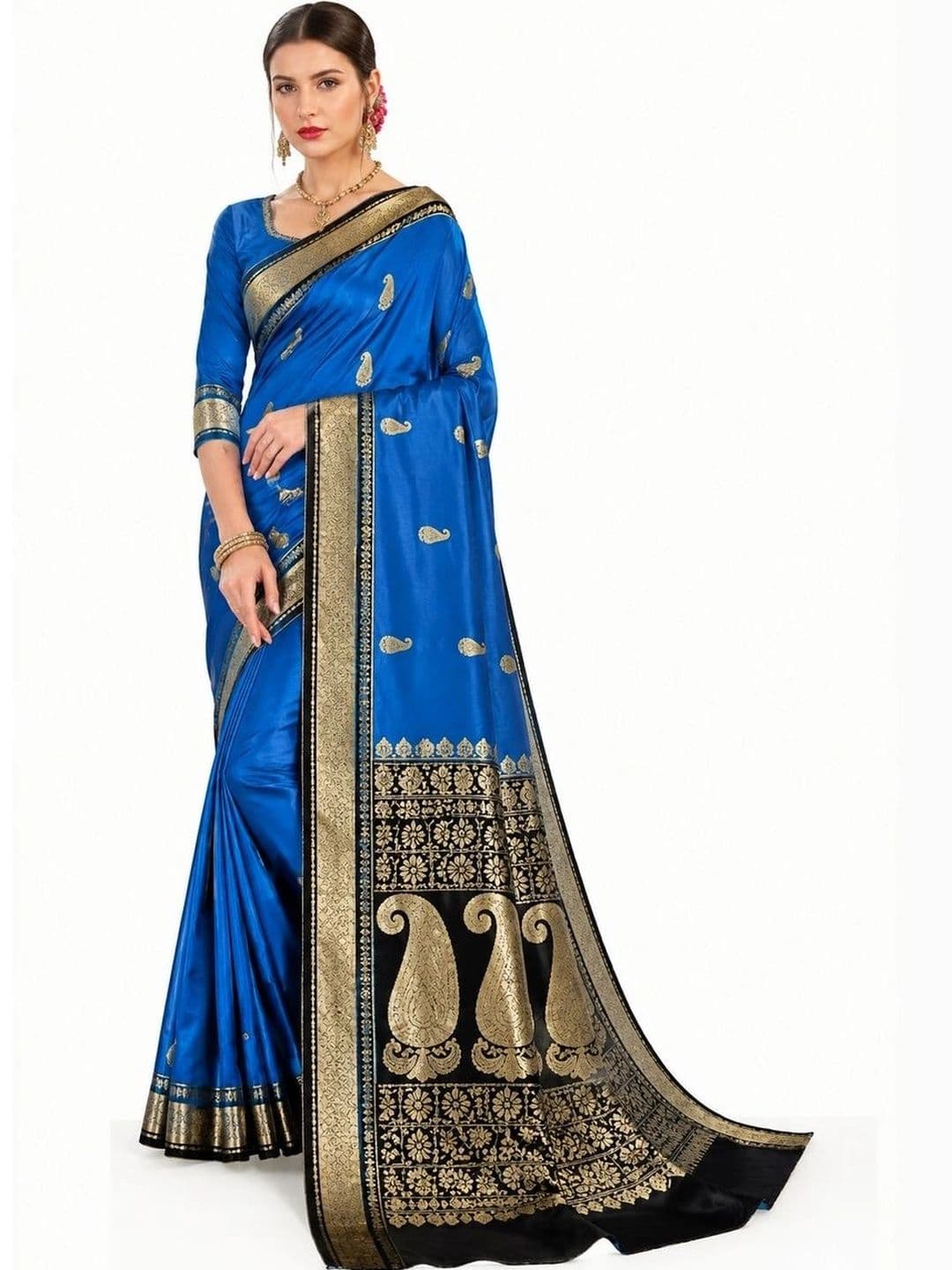 Fashioneta Exclusive Paisley Zari Art Silk Saree - view 1