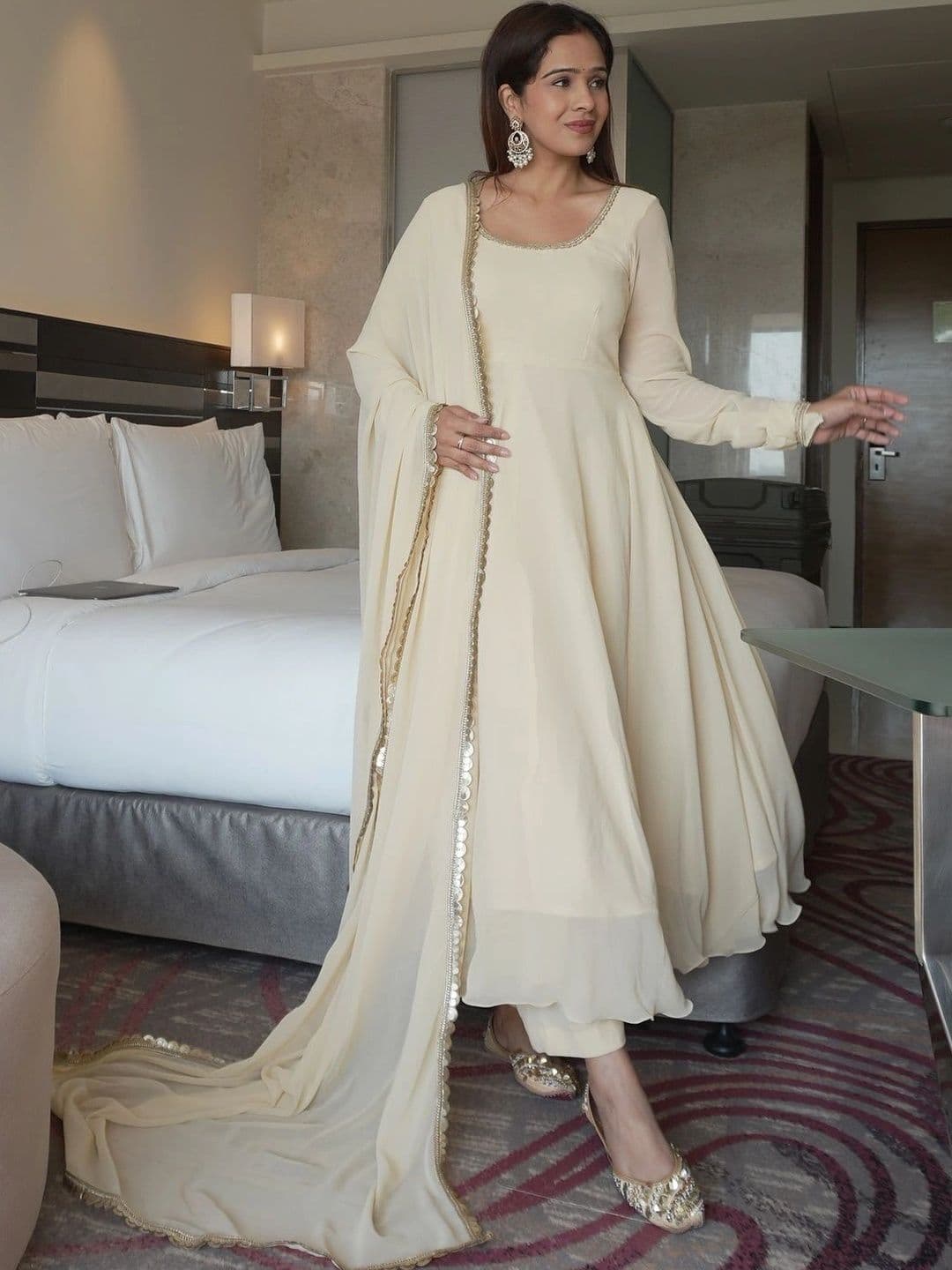 KALINI Women Regular Gotta Patti Kurta with Trousers & With Dupatta - view 1