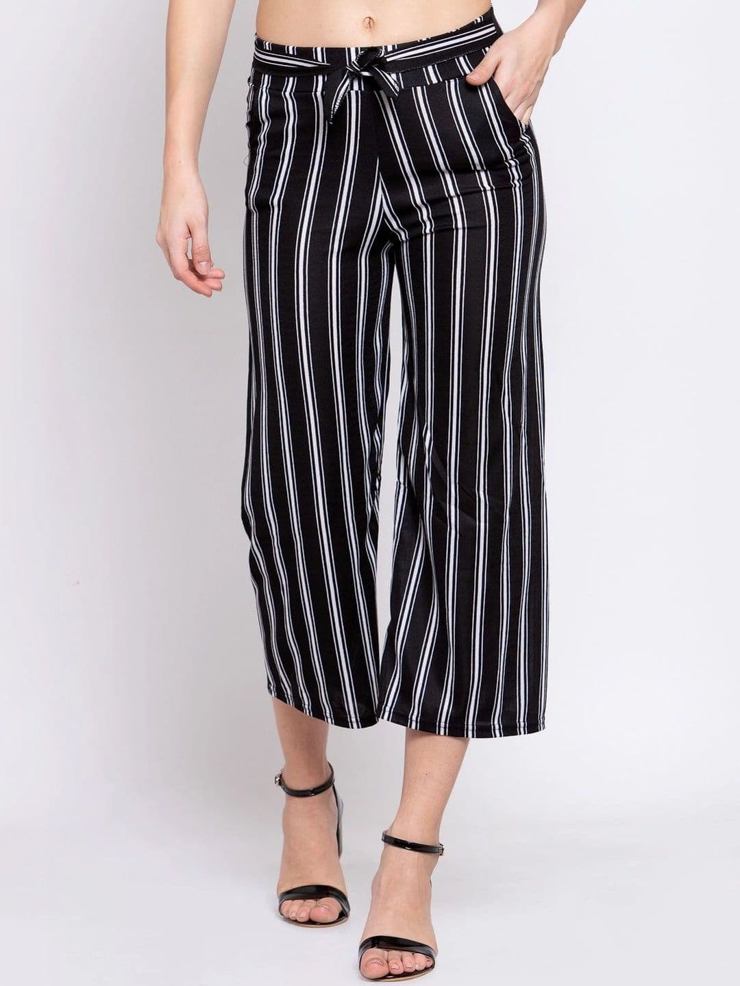 Moda Rapido X KLOTTHE Women 2 Striped Knitted Cropped Palazzos - view 1
