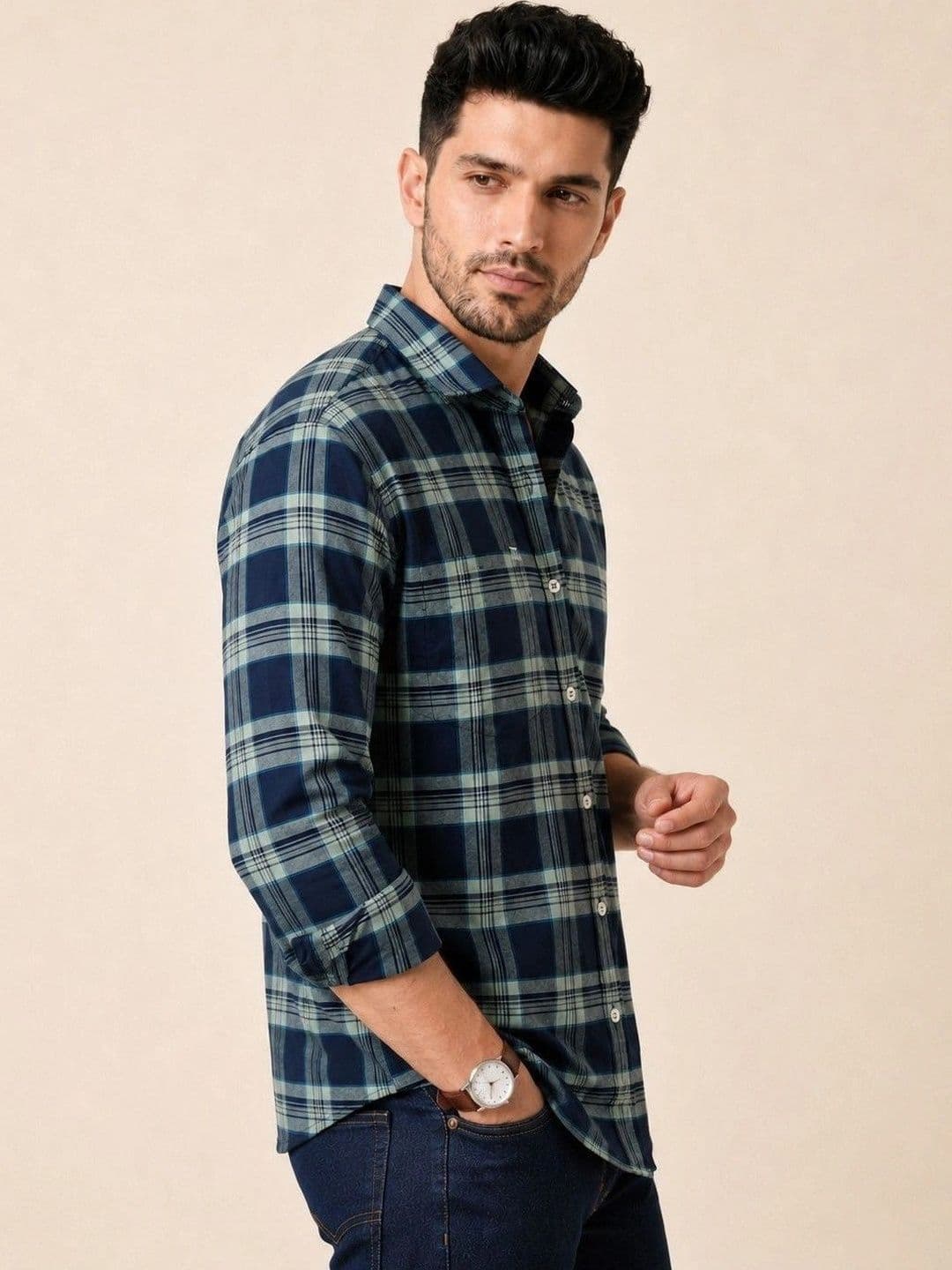 da stalker Men Comfort Slim Fit Tartan Checks Checked Casual Shirt - view 1