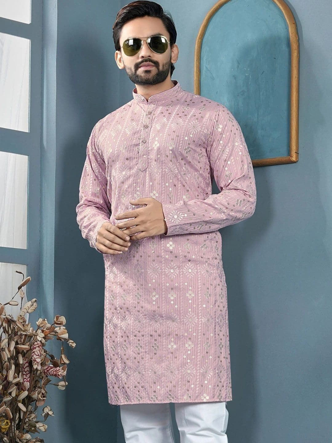CELLUX Men Ethnic Motifs Embellished Thread Work Kurta - view 1