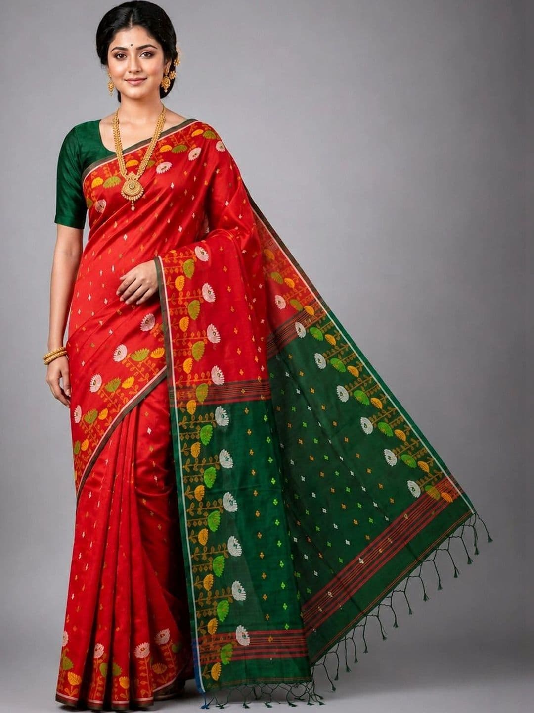DRAPERIA Woven Design Zari Silk Cotton Saree - view 1