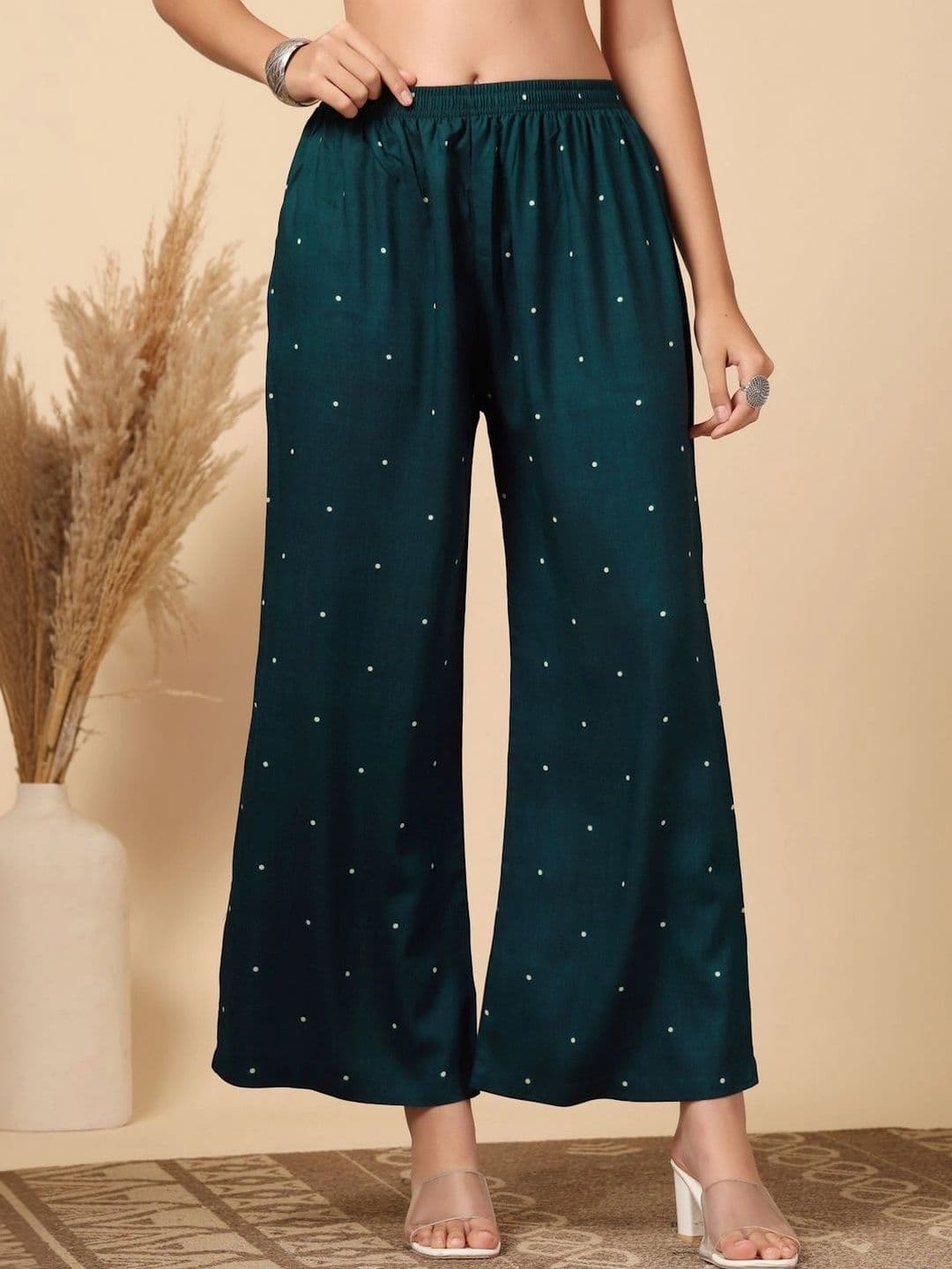 Moda Rapido X KLOTTHE Women Polka Dot Printed Knitted Ethnic Palazzos - view 1