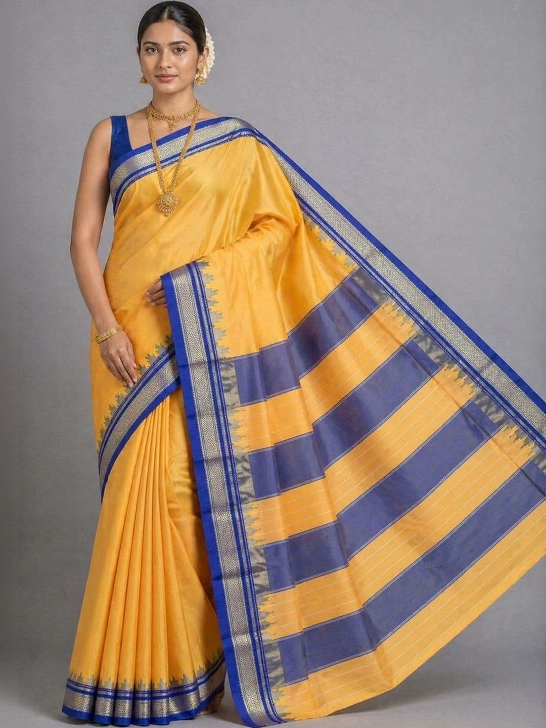 Fashioneta Looms Striped Art Silk Saree - view 1