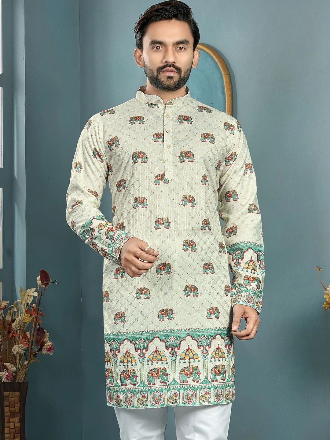 CELLUX Men Ethnic Motifs Printed Indie Prints Kurta - view 1