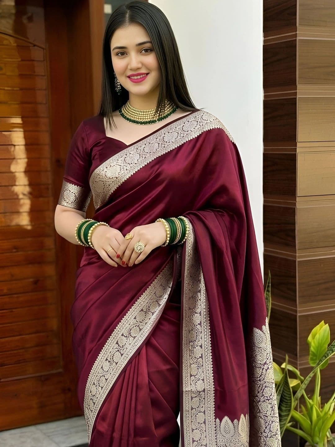 EEFA FASHION Zari Pure Chiffon Banarasi Saree - view 1
