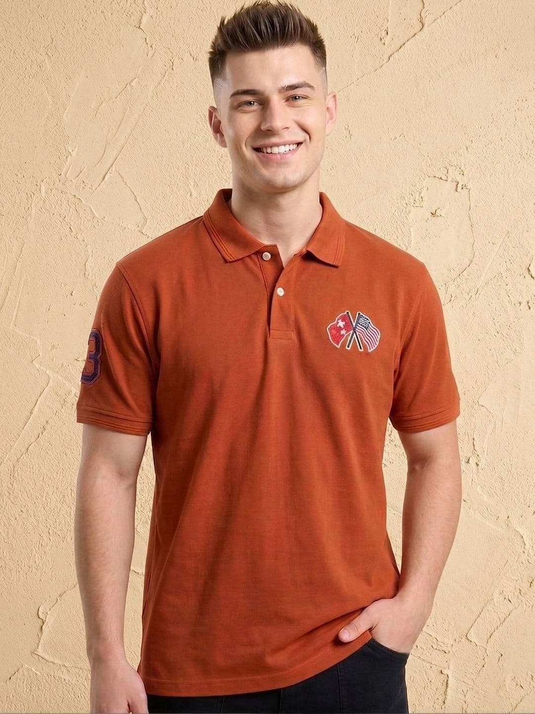 AIN6 Men Brand Logo Polo Collar T-shirt - view 1