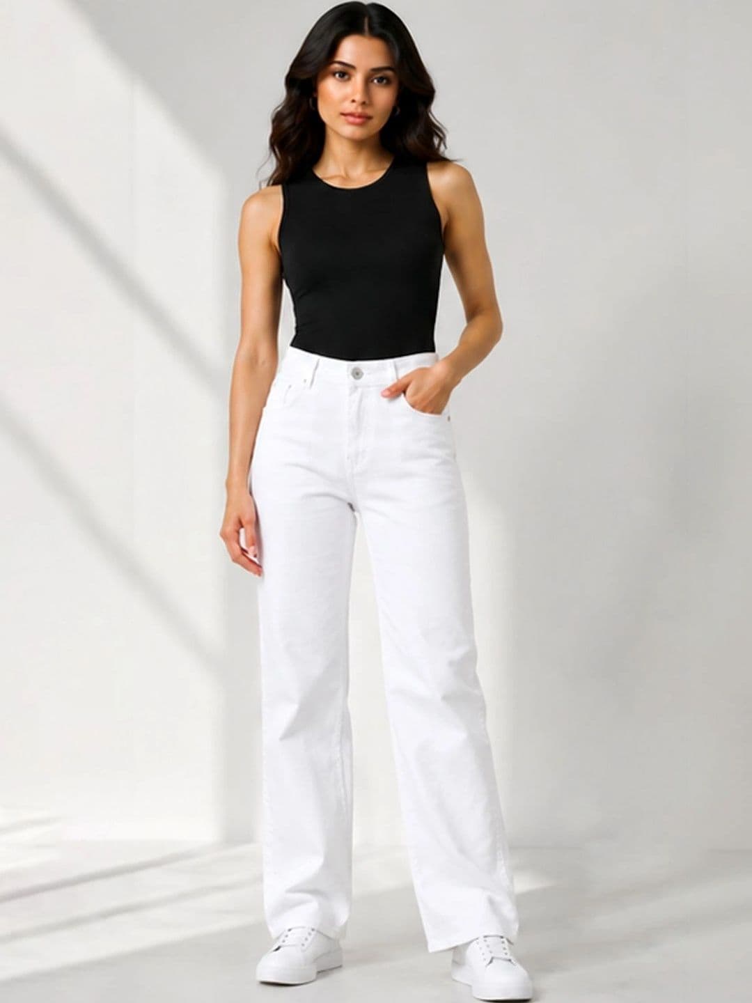 Mevan Women Classic Straight Fit Mid-Rise Stretchable Jeans - view 1