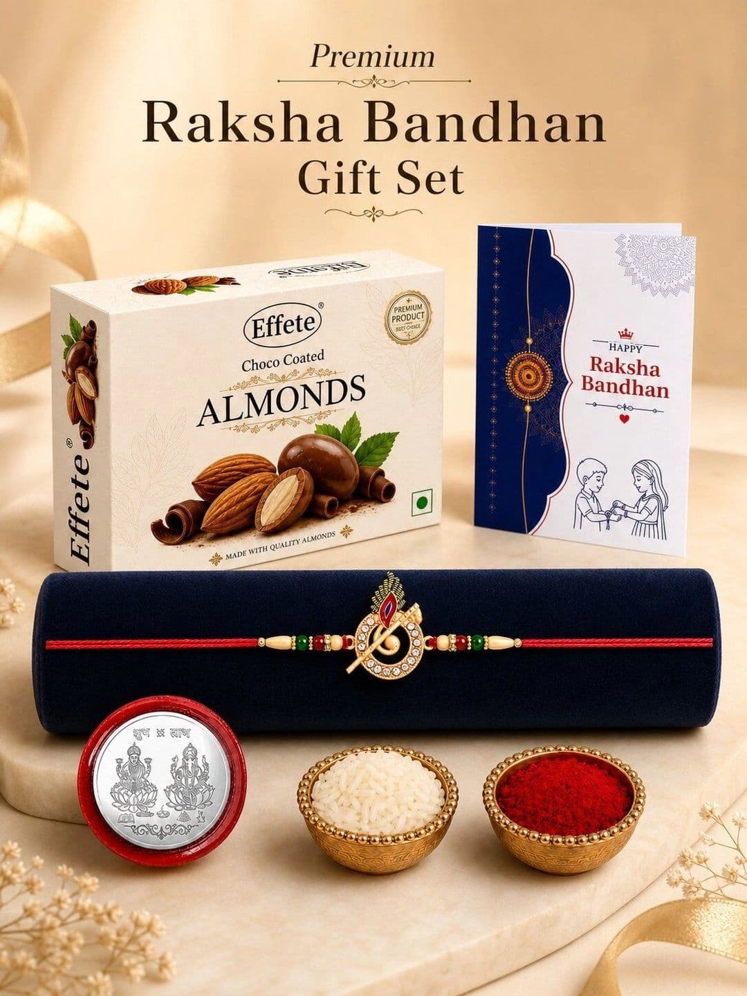 DeoDap Set of 6 Chocolate & Silver Coin Rakhi Gift Set - view 1