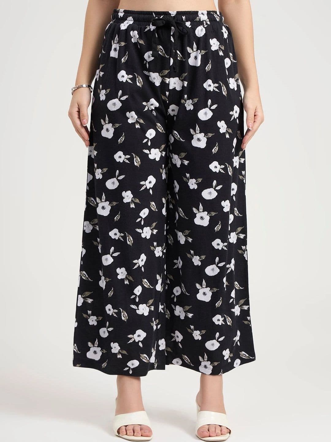 Rute Wide Floral Printed Leg Cotton Palazzos - view 1