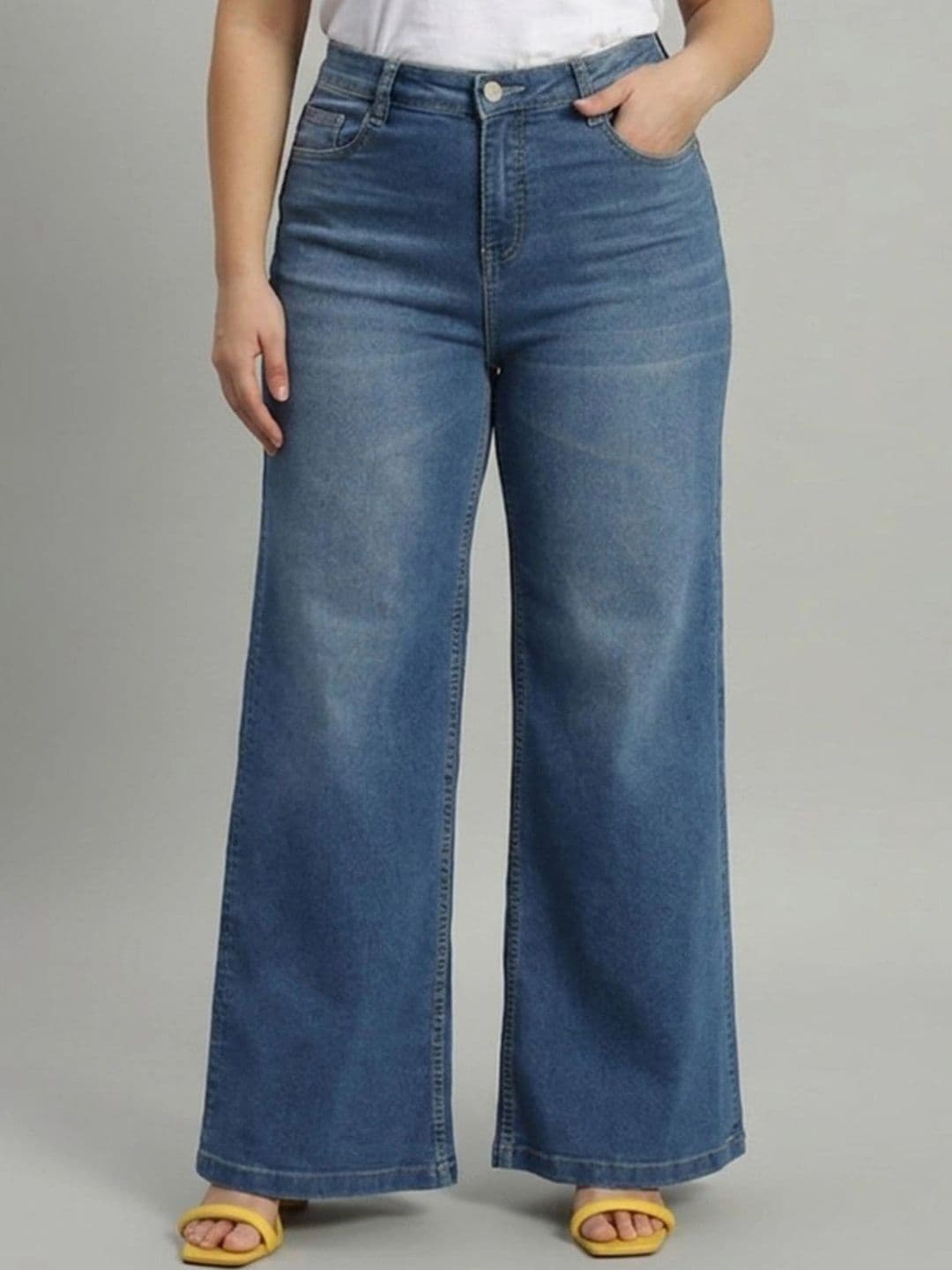 Mast & Harbour Women Straight Fit High-Rise Stretchable Jeans - view 1