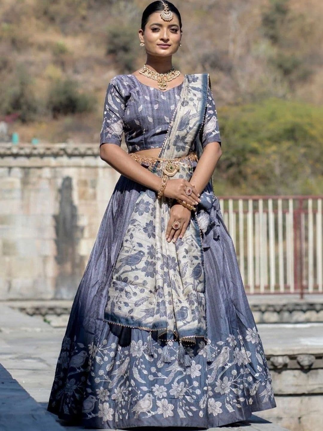 Arovella Fashion Printed Semi-Stitched Lehenga & Blouse Tassels - view 1