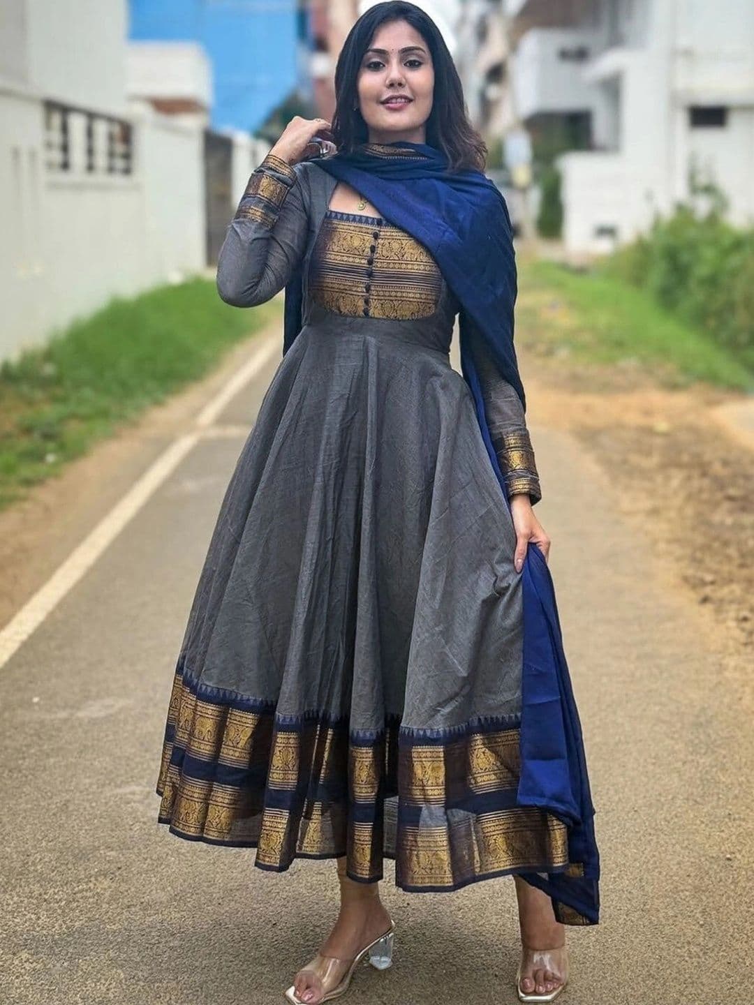 KALINI Women Ethnic Motifs Empire Chanderi Cotton Kurta With Dupatta - view 1