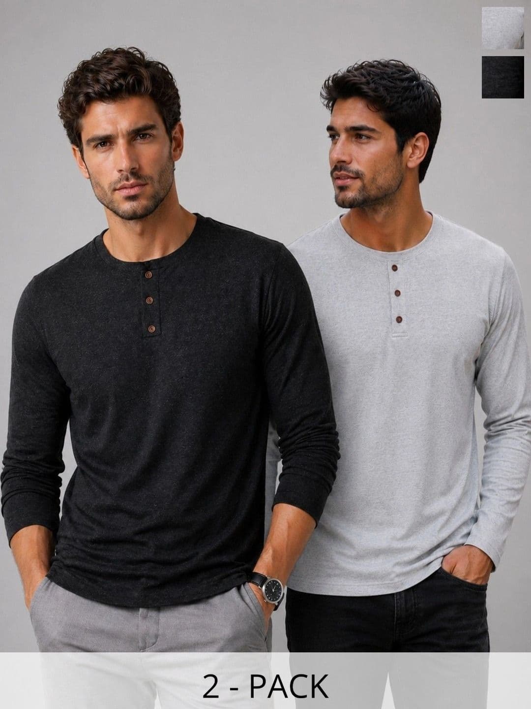 London Hills Men 2 Henley Neck T-shirt - view 1