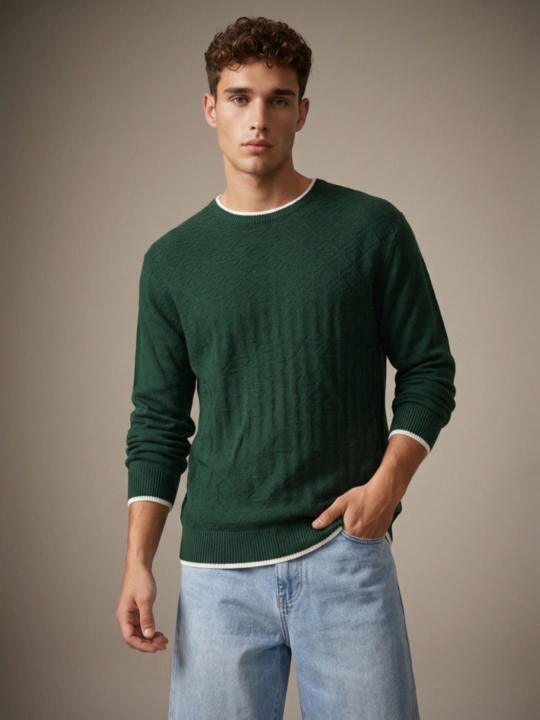 glitchez Geometric Designed Knitted Pullover - view 1