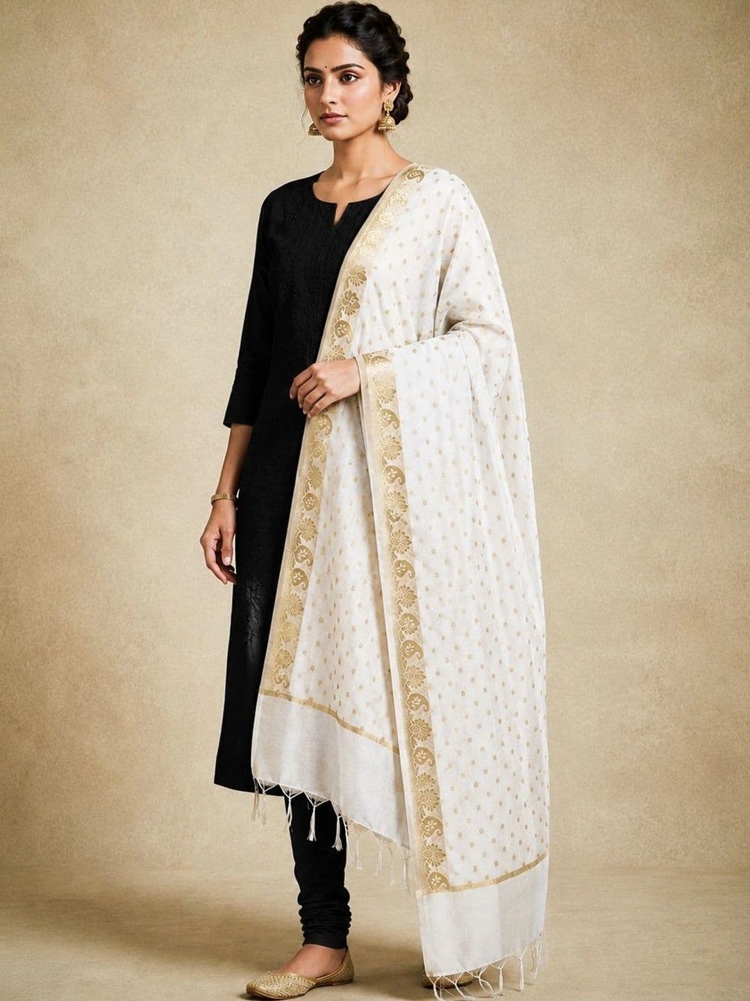 The SDF India Ethnic Motifs Woven Design Dupatta with Zari - view 1