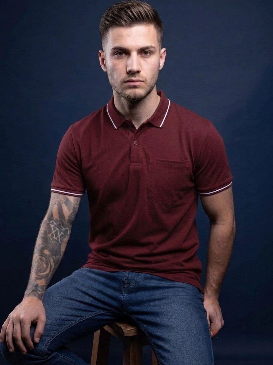 MAXZONE Men Polo Collar Pockets T-shirt - view 1