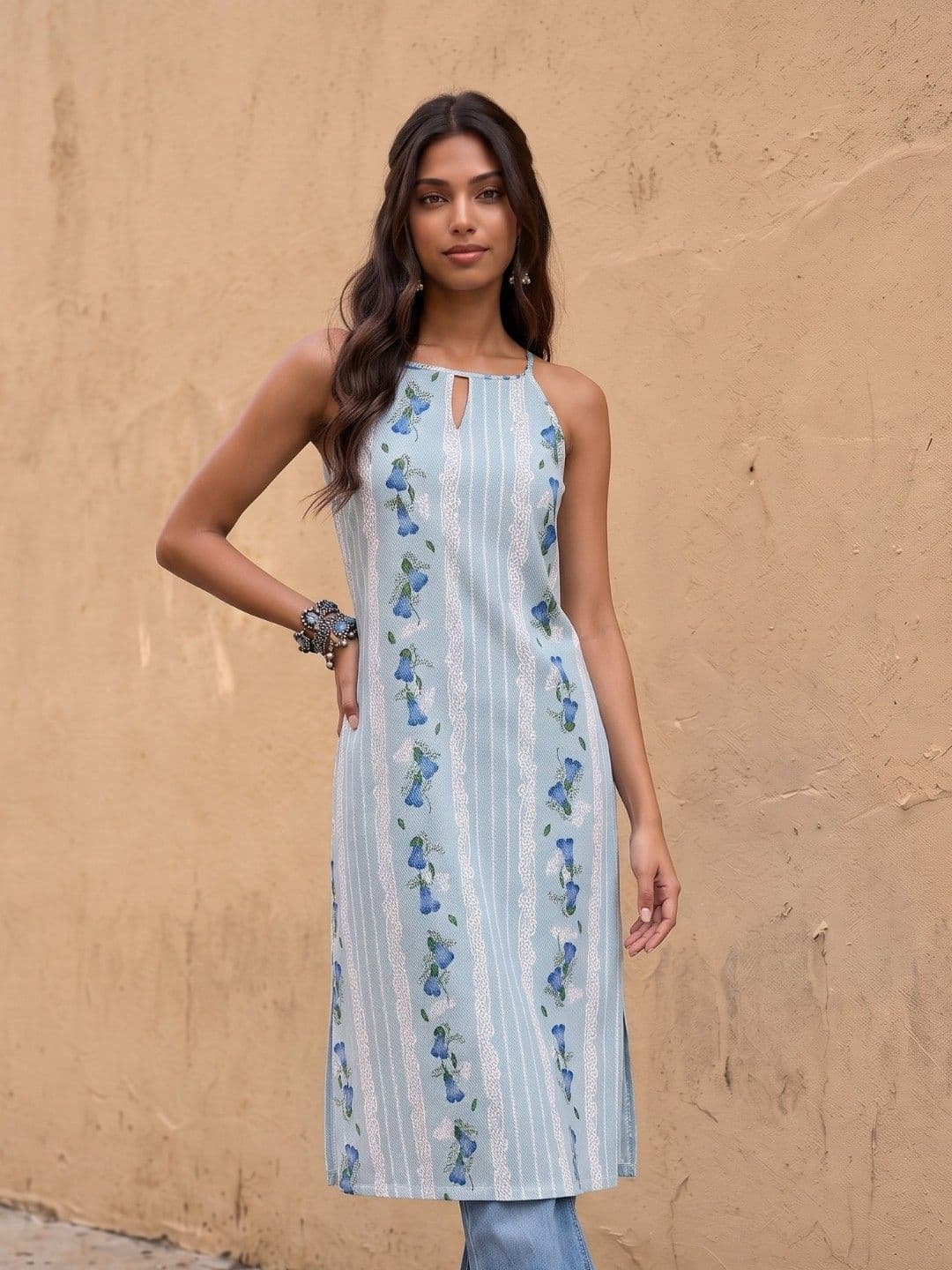 fusion by glitchez Floral Printed Straight Kurta - view 1